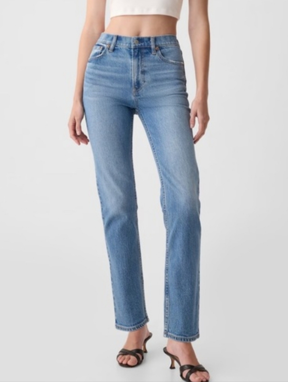 GAP ‘90s Straight High Rise Denim Blue Jeans Light Wash 26 R